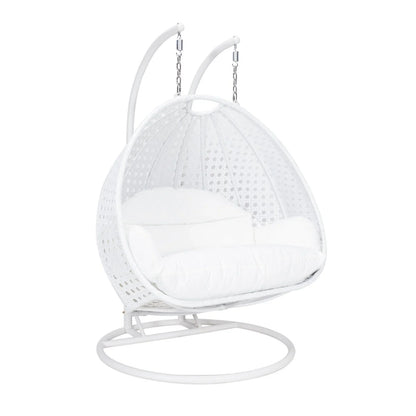 Modern White Wicker Hanging Double Seater Egg Swing Chair - Elax Furniture