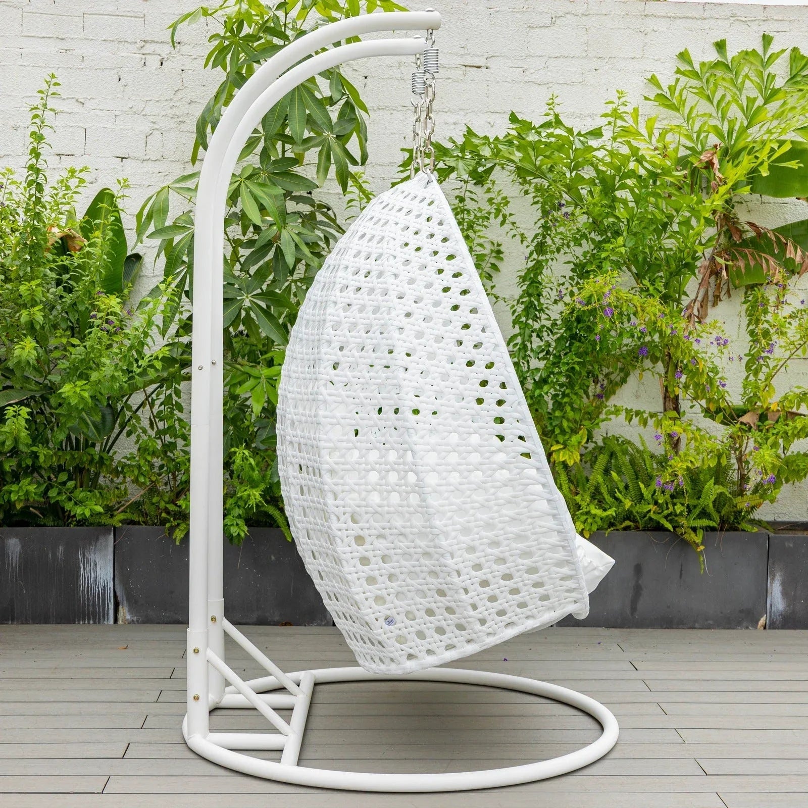 Modern White Wicker Hanging Double Seater Egg Swing Chair - Elax Furniture