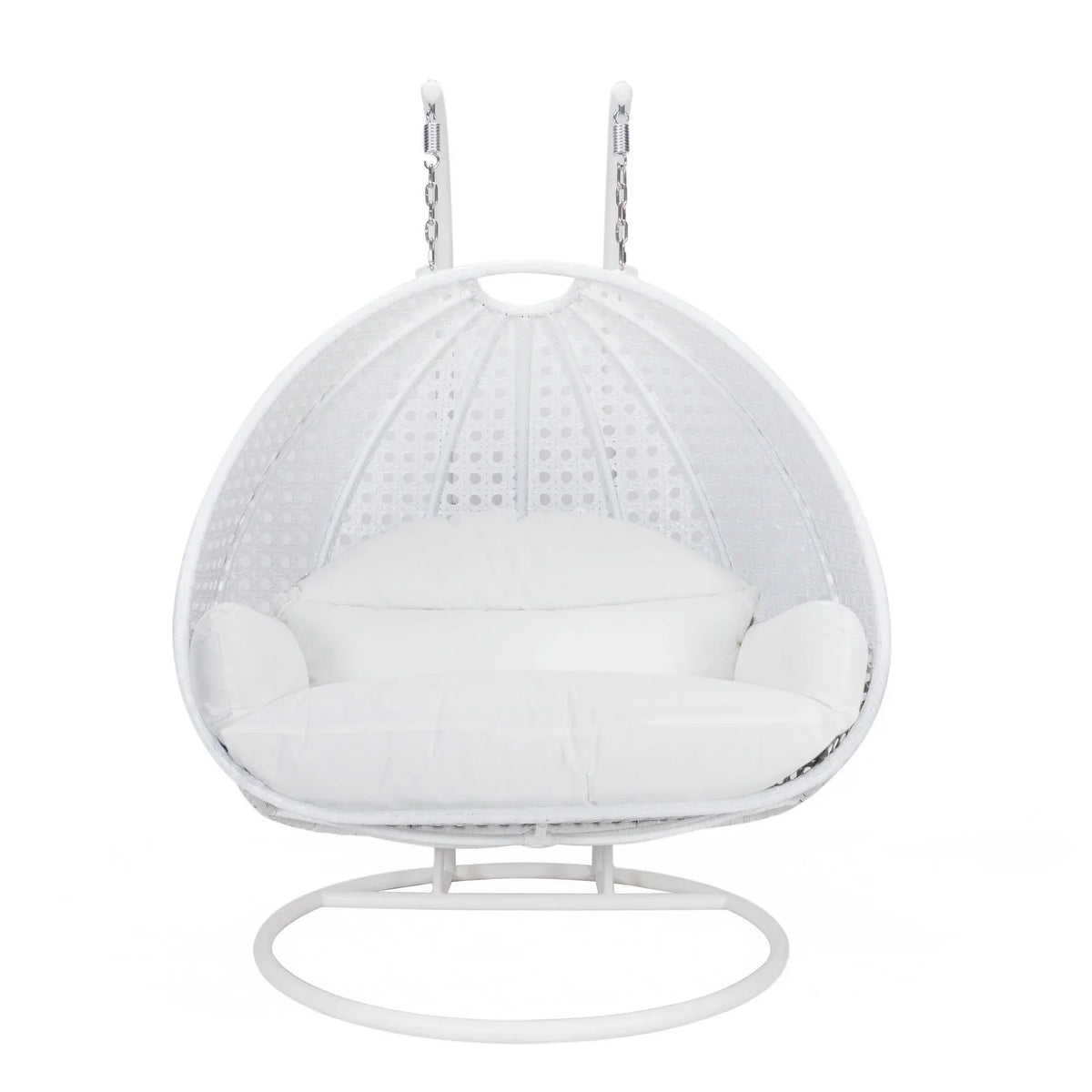 Modern White Wicker Hanging Double Seater Egg Swing Chair - Elax Furniture
