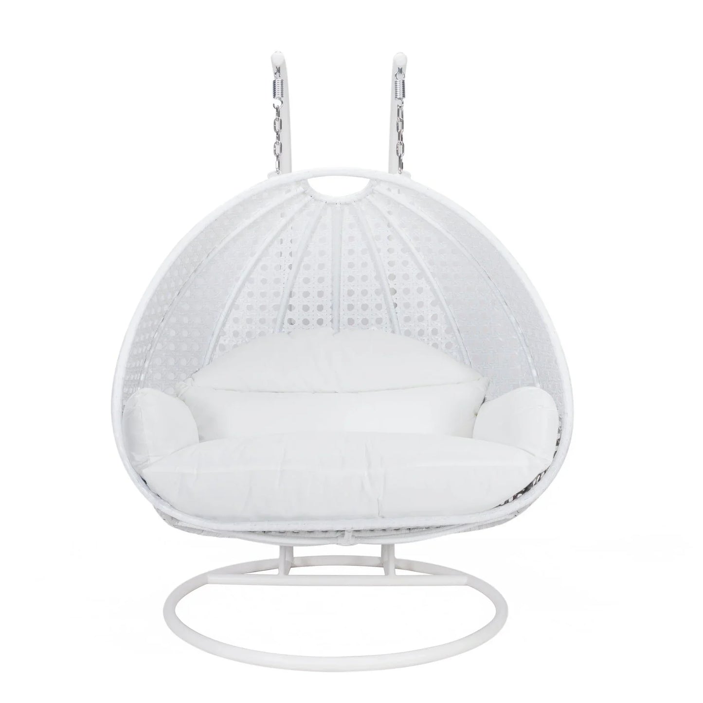Modern White Wicker Hanging Double Seater Egg Swing Chair - Elax Furniture