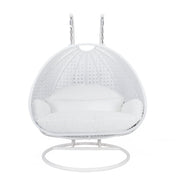 Modern White Wicker Hanging Double Seater Egg Swing Chair - Elax Furniture