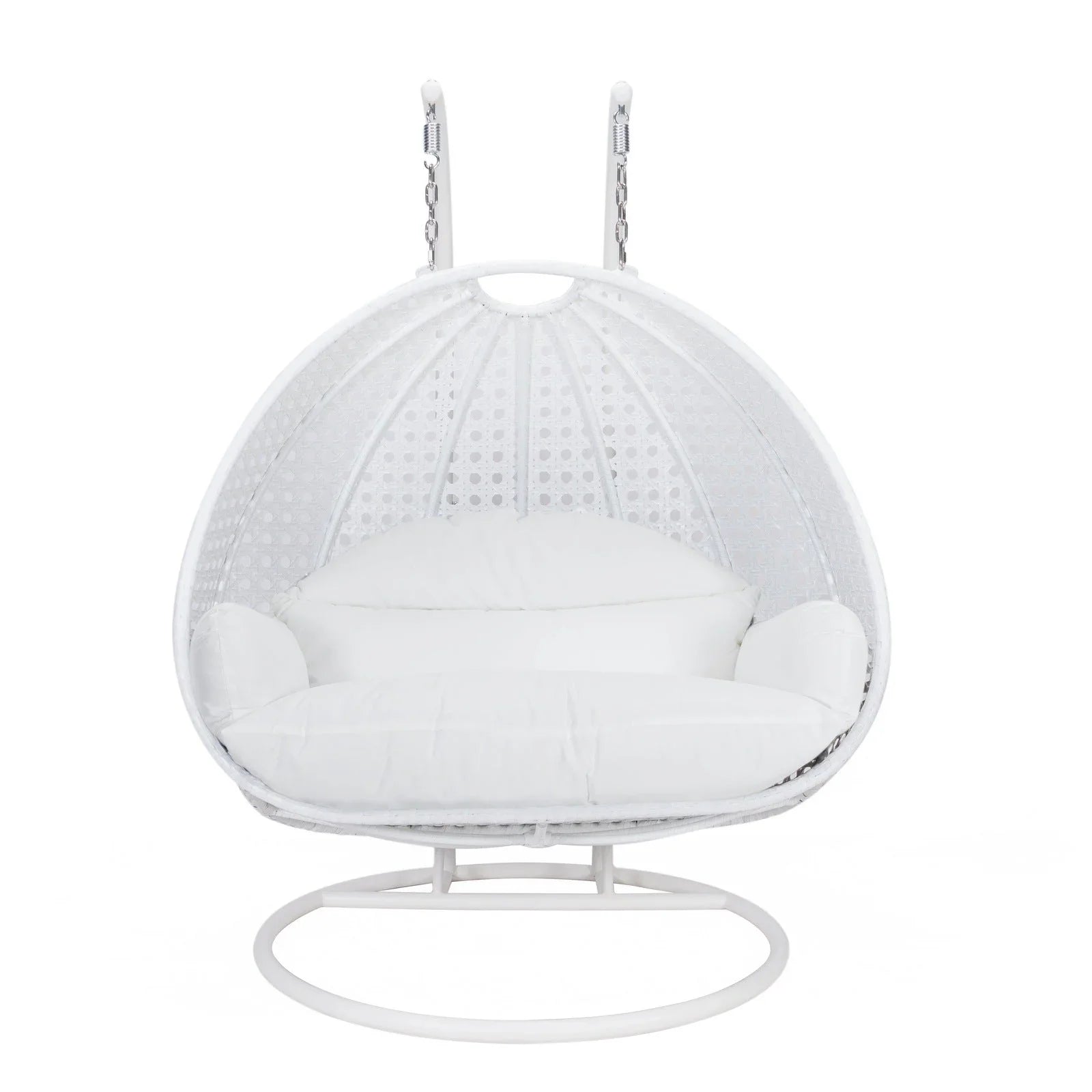 Modern White Wicker Hanging Double Seater Egg Swing Chair - Elax Furniture