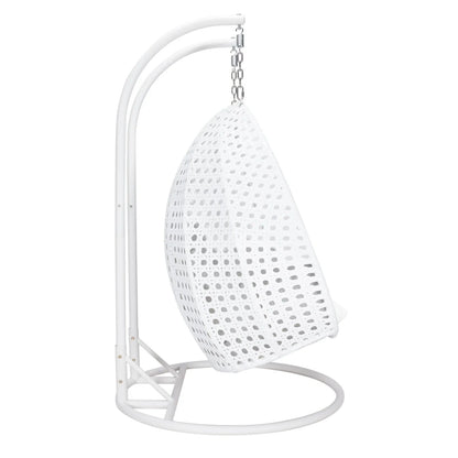 Modern White Wicker Hanging Double Seater Egg Swing Chair - Elax Furniture