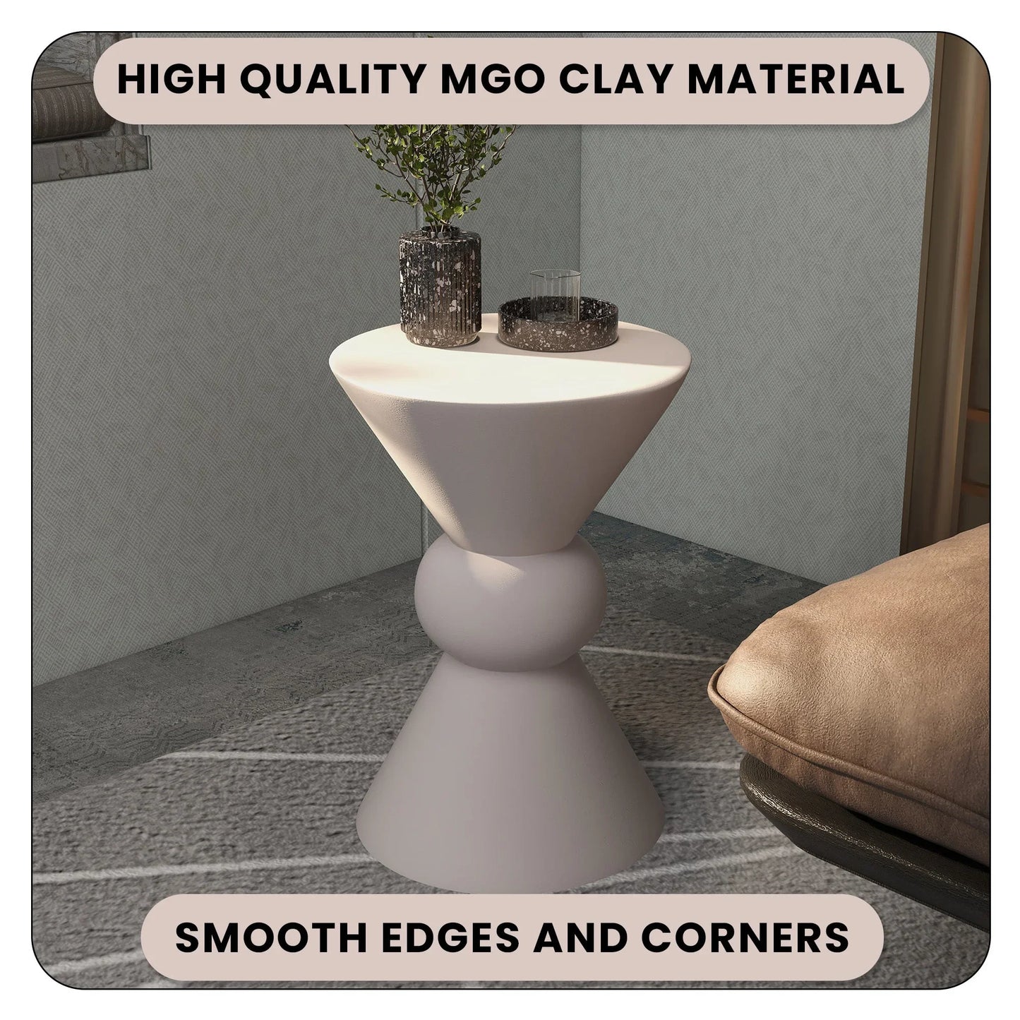 Echo Side Table with Weather-Resistant Fibersone Top Round Accent Table - Elax Furniture
