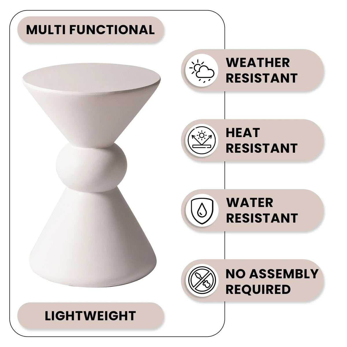 Echo Side Table with Weather-Resistant Fibersone Top Round Accent Table - Elax Furniture