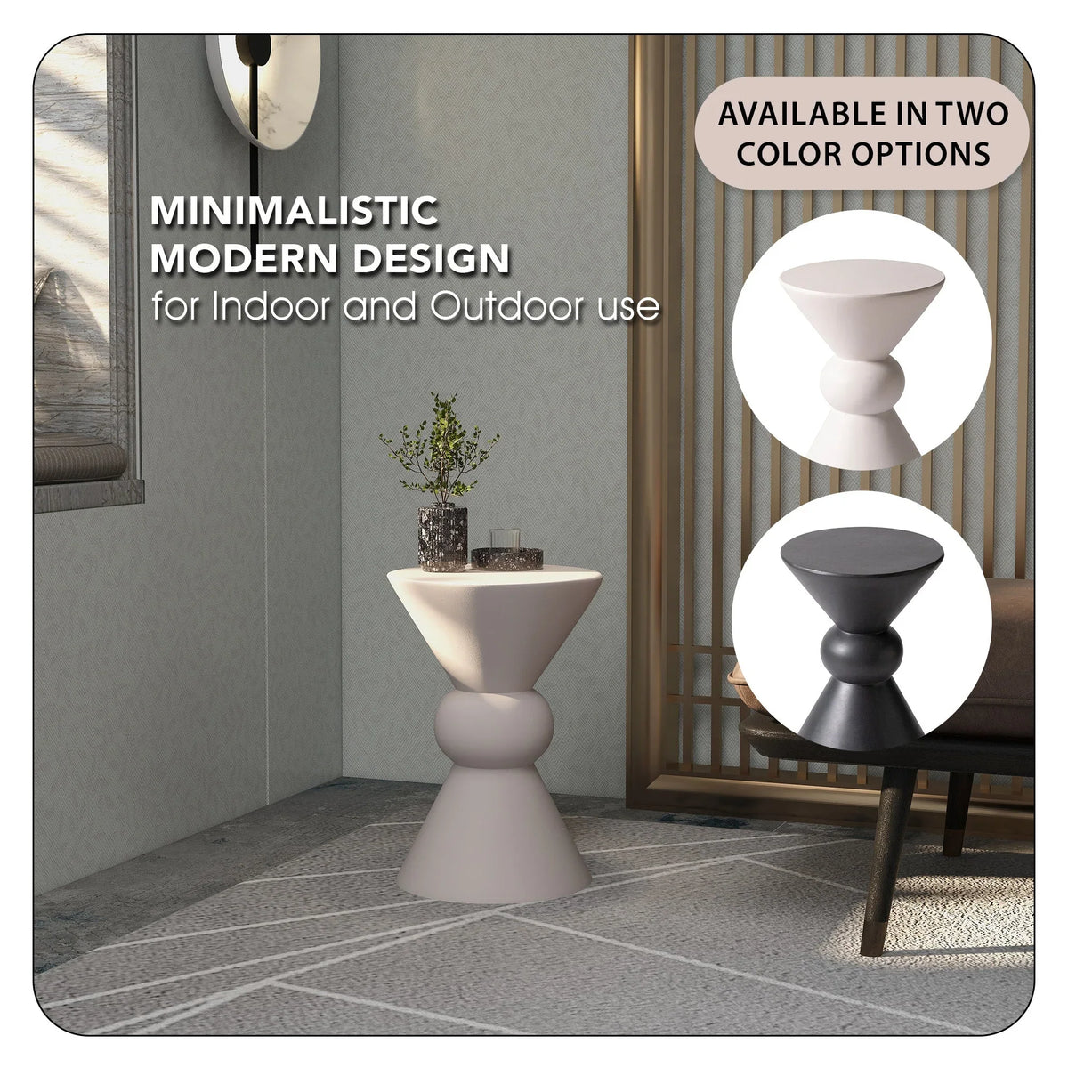 Echo Side Table with Weather-Resistant Fibersone Top Round Accent Table - Elax Furniture