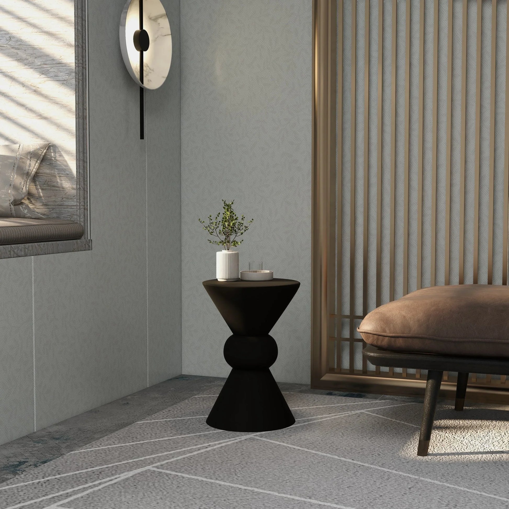 Echo Side Table with Weather-Resistant Fibersone Top Round Accent Table - Elax Furniture