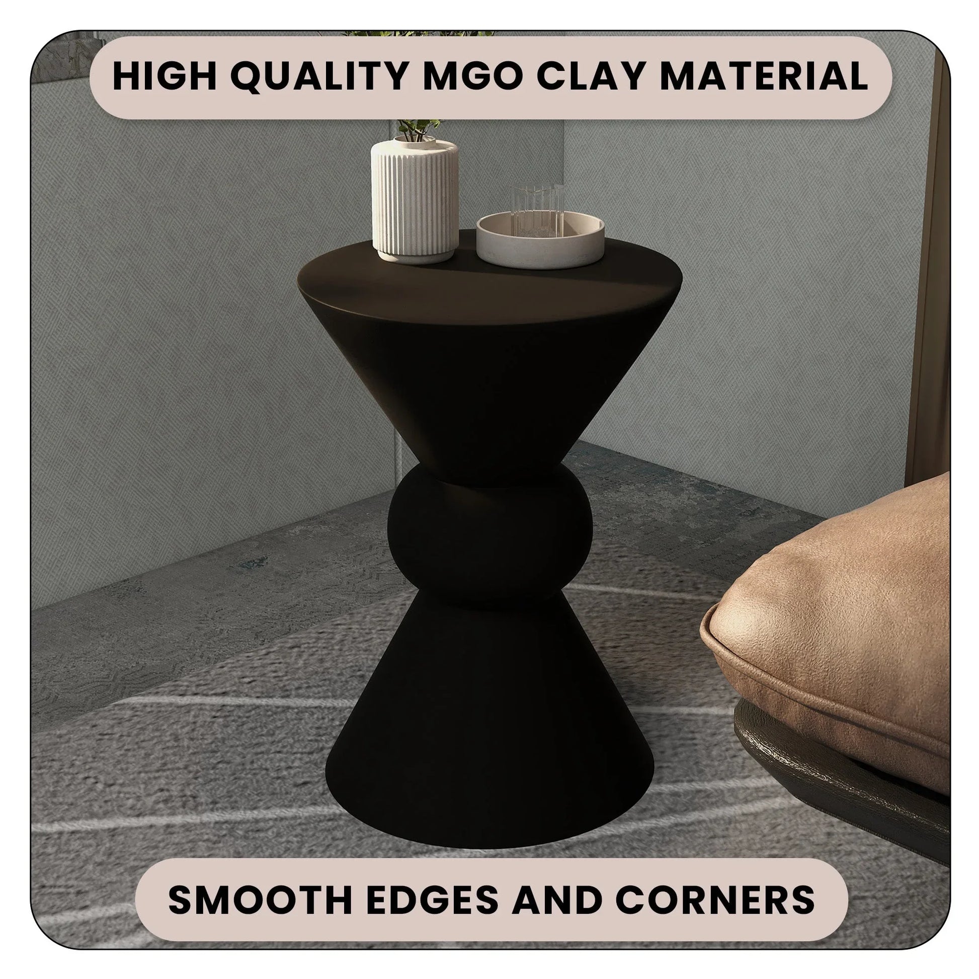 Echo Side Table with Weather-Resistant Fibersone Top Round Accent Table - Elax Furniture
