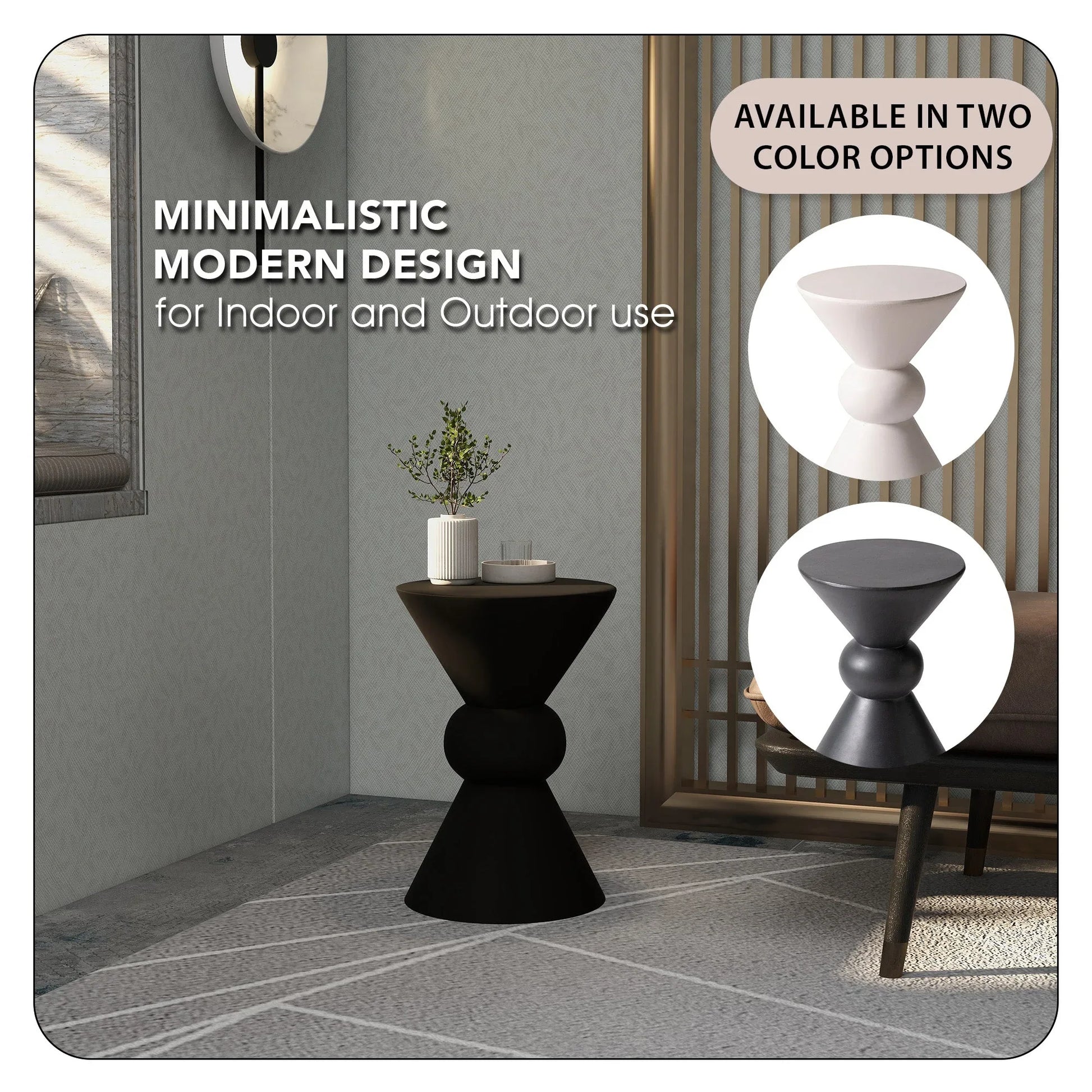 Echo Side Table with Weather-Resistant Fibersone Top Round Accent Table - Elax Furniture
