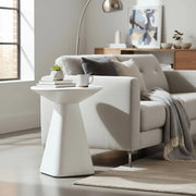 Elsie 18" Wide Circular Fiberstone Side Table for Indoor/Outdoor Use