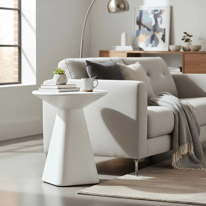 Elsie 18" Wide Circular Fiberstone Side Table for Indoor/Outdoor Use