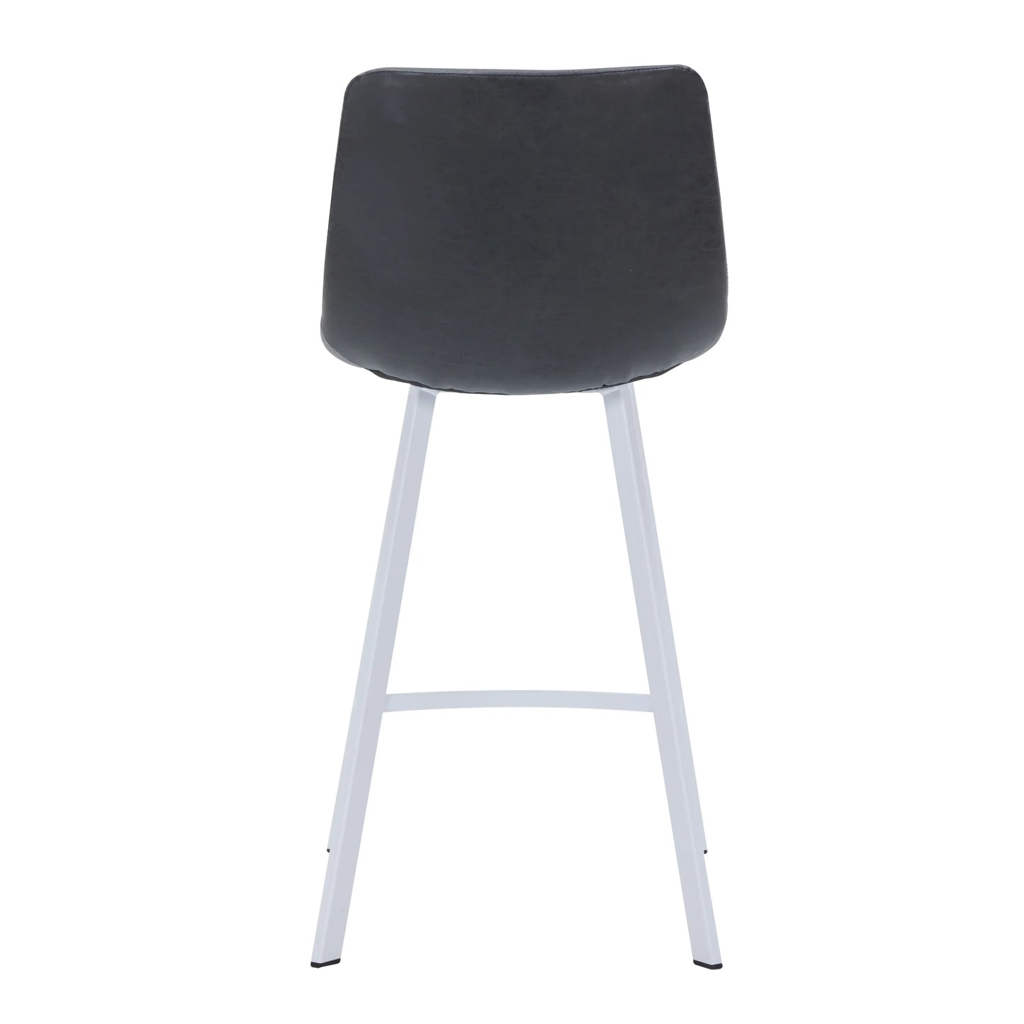 Elland Counter Stool in Leather Padded Seat in White Stainless Steel Set of 2 - Elax Furniture