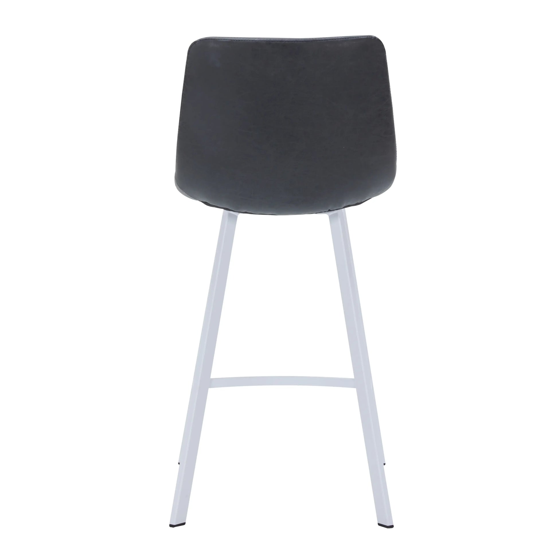 Elland Counter Stool in Leather Padded Seat in White Stainless Steel Set of 2 - Elax Furniture