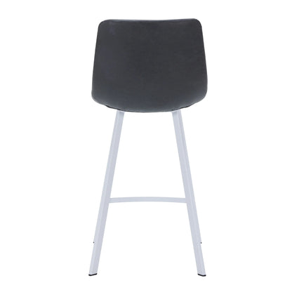 Elland Counter Stool in Leather Padded Seat in White Stainless Steel Set of 2 - Elax Furniture