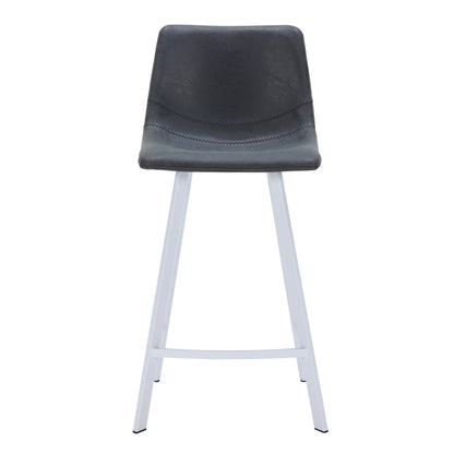 Elland Counter Stool in Leather Padded Seat in White Stainless Steel Set of 2 - Elax Furniture