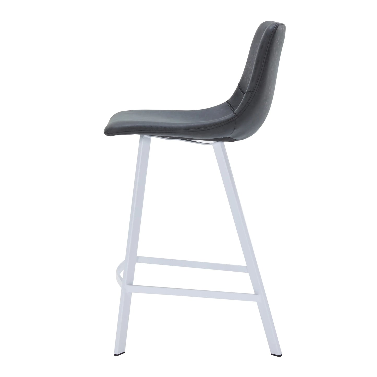 Elland Counter Stool in Leather Padded Seat in White Stainless Steel Set of 2 - Elax Furniture