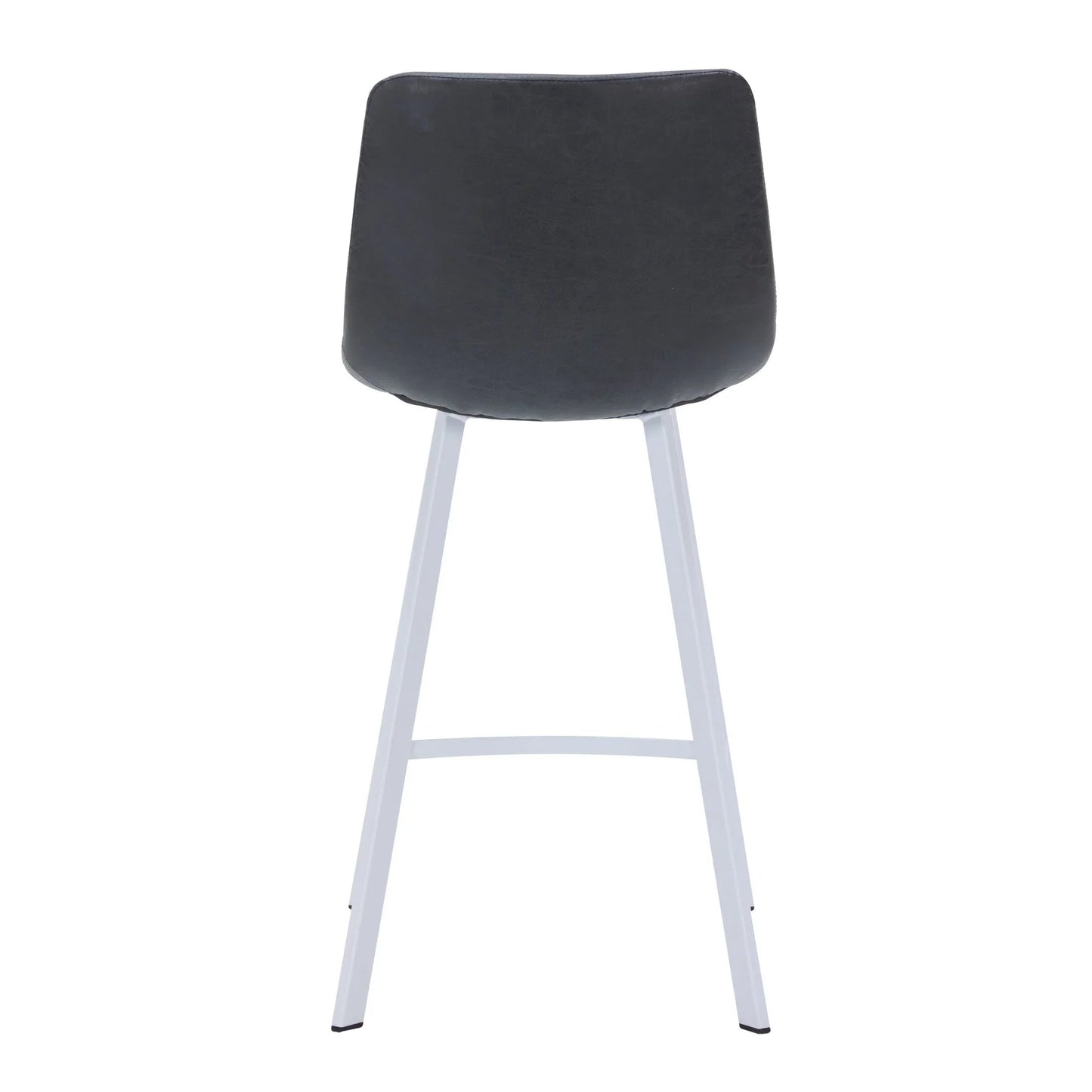 Elland 35” Counter Stool in Leather Padded Seat in White Stainless Steel - Elax Furniture
