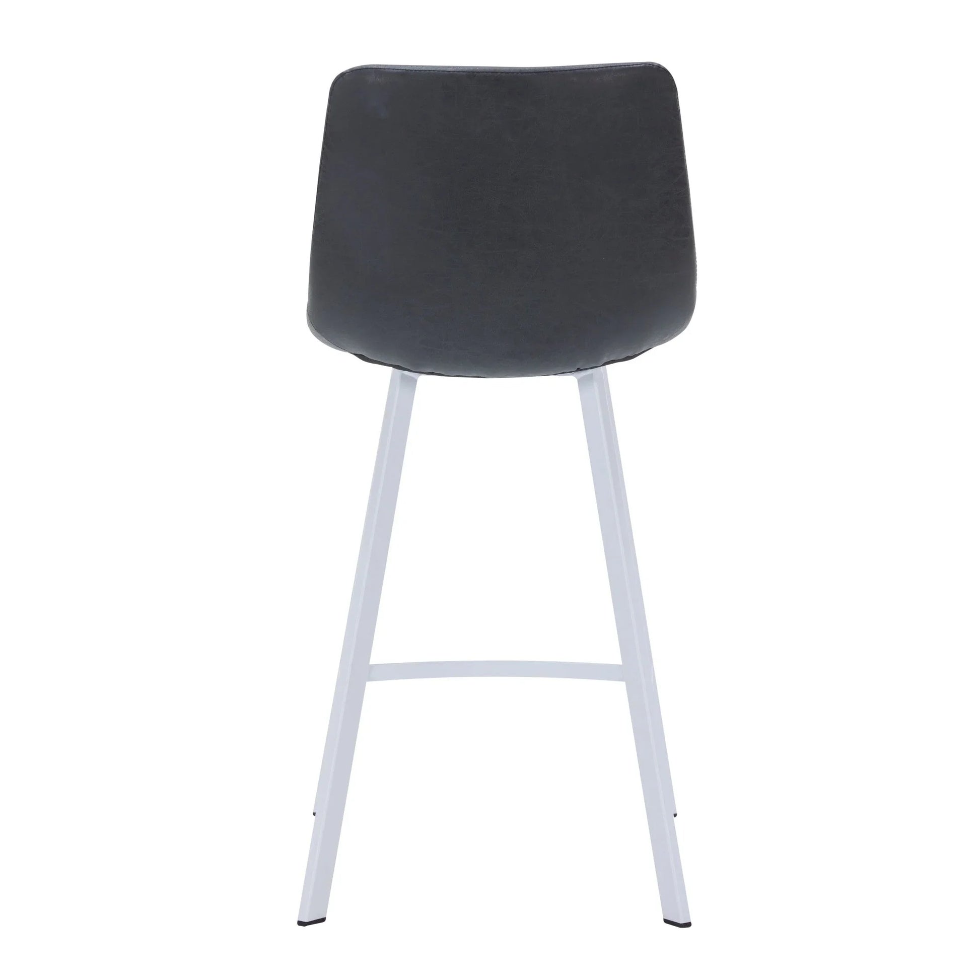 Elland 35” Counter Stool in Leather Padded Seat in White Stainless Steel - Elax Furniture