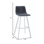 Elland 35” Counter Stool in Leather Padded Seat in White Stainless Steel - Elax Furniture