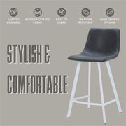 Elland 35” Counter Stool in Leather Padded Seat in White Stainless Steel - Elax Furniture