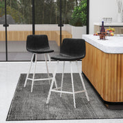 Elland 35” Counter Stool in Leather Padded Seat in White Stainless Steel - Elax Furniture