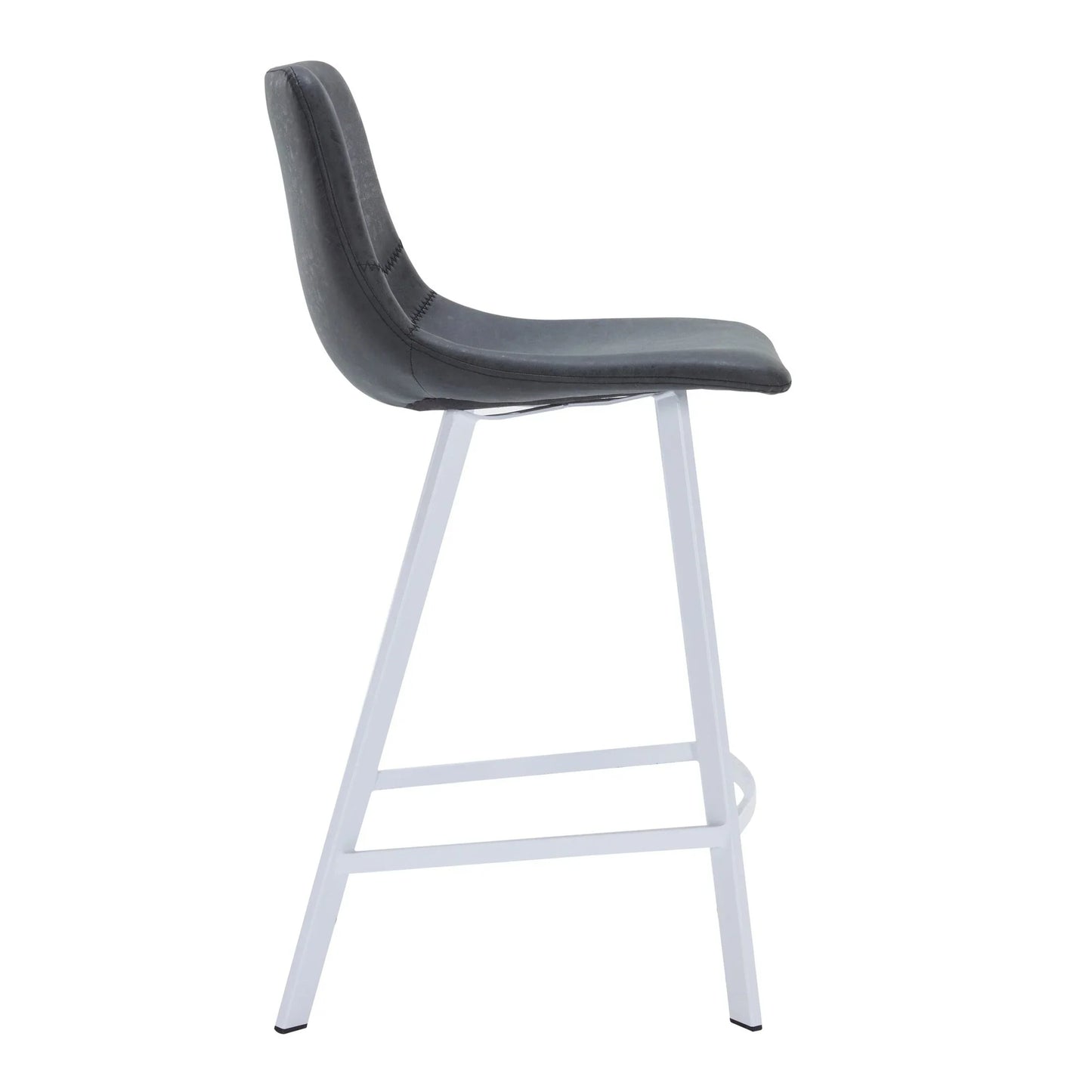 Elland 35” Counter Stool in Leather Padded Seat in White Stainless Steel - Elax Furniture