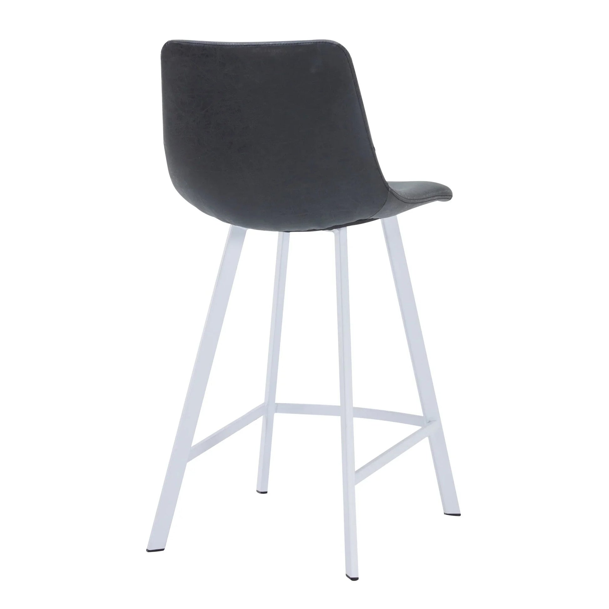 Elland 35” Counter Stool in Leather Padded Seat in White Stainless Steel - Elax Furniture