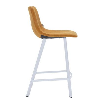 Elland Counter Stool in Leather Padded Seat in White Stainless Steel Set of 2 - Elax Furniture