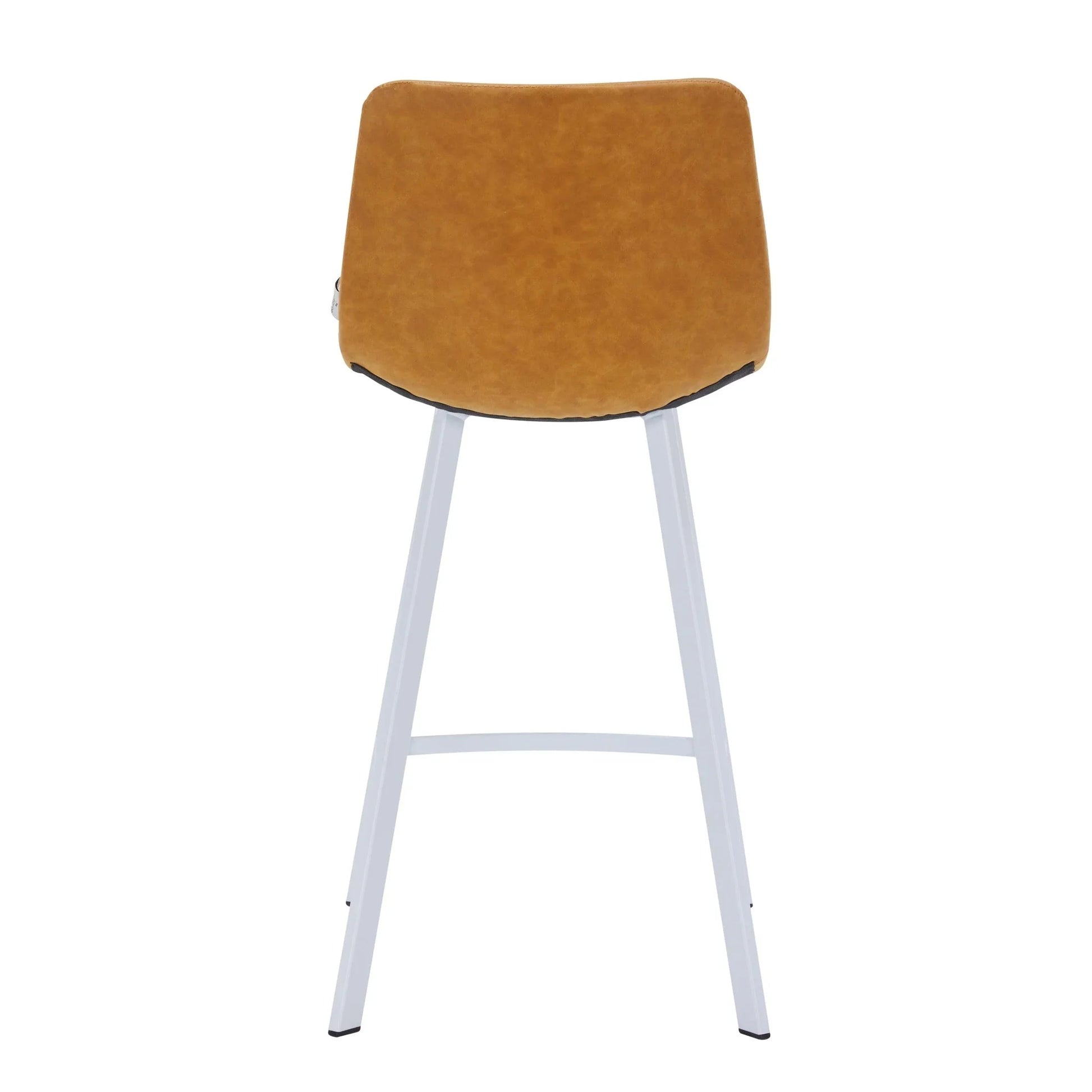 Elland 35” Counter Stool in Leather Padded Seat in White Stainless Steel - Elax Furniture