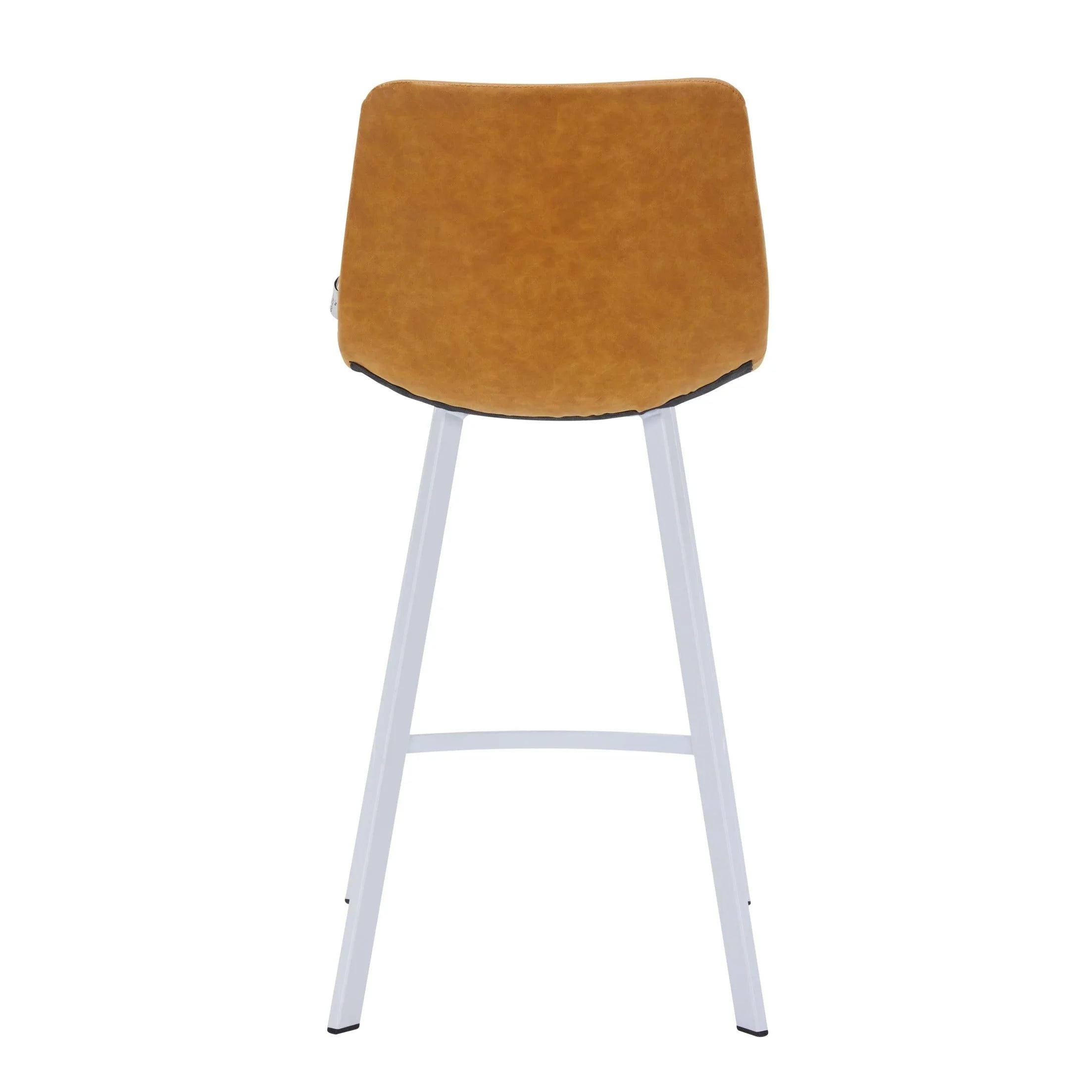 Elland 35” Counter Stool in Leather Padded Seat in White Stainless Steel - Elax Furniture