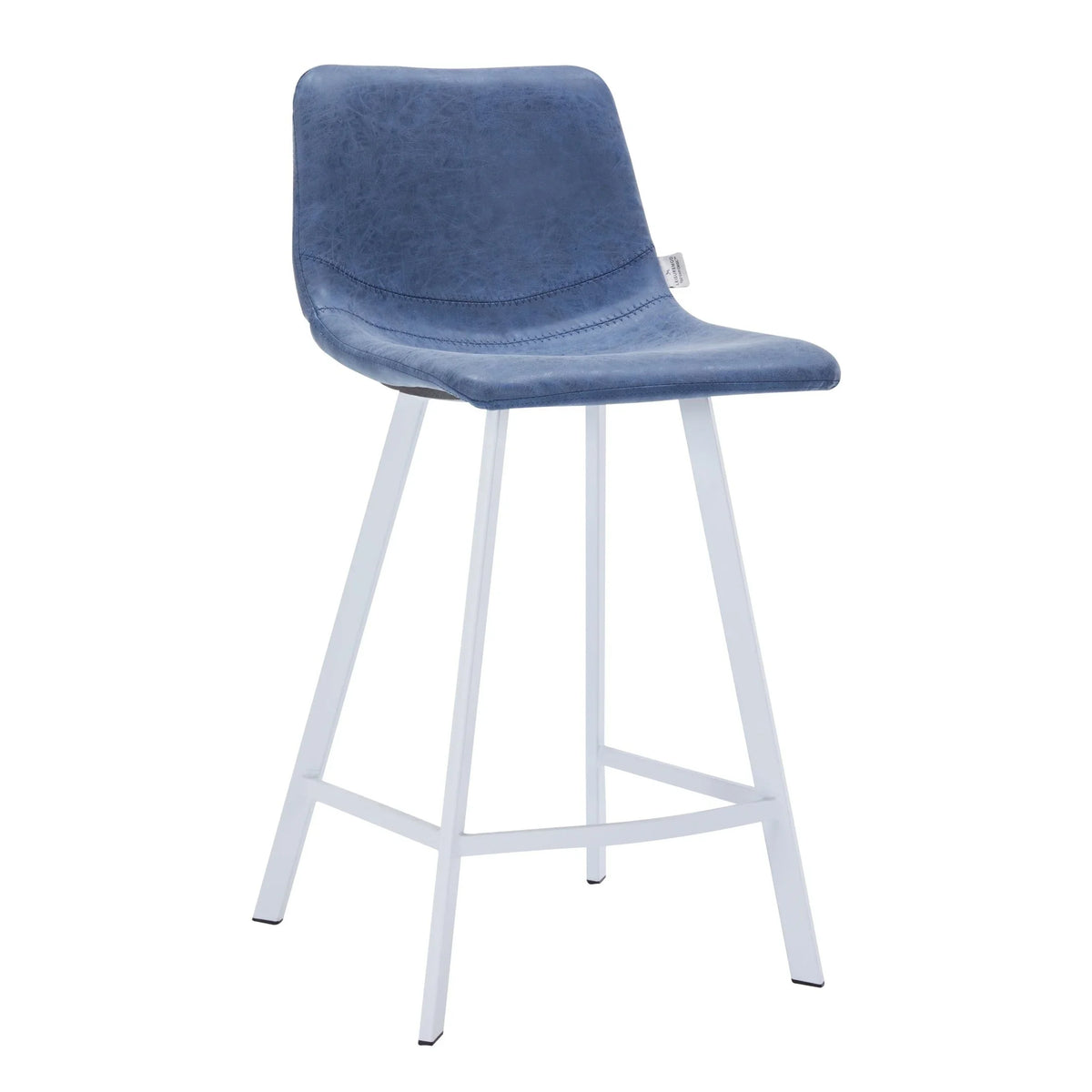 Elland 35” Counter Stool in Leather Padded Seat in White Stainless Steel - Elax Furniture