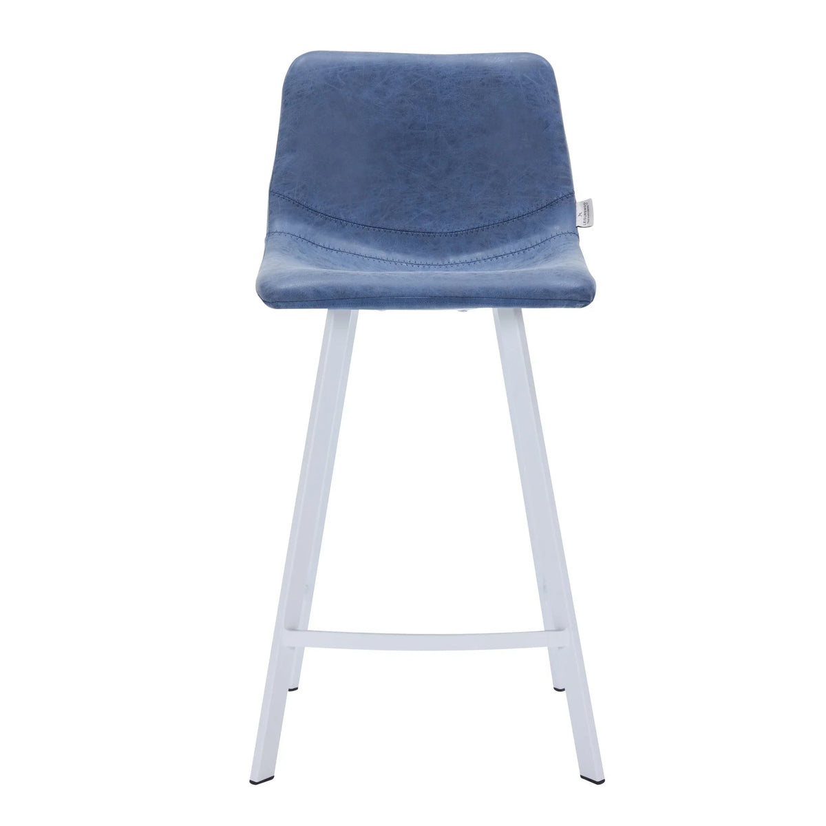 Elland 35” Counter Stool in Leather Padded Seat in White Stainless Steel - Elax Furniture