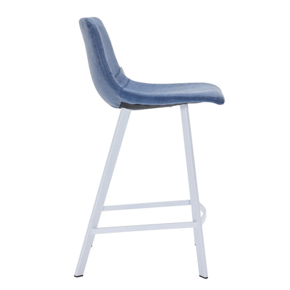 Elland 35” Counter Stool in Leather Padded Seat in White Stainless Steel - Elax Furniture
