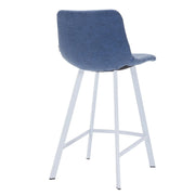 Elland 35” Counter Stool in Leather Padded Seat in White Stainless Steel - Elax Furniture