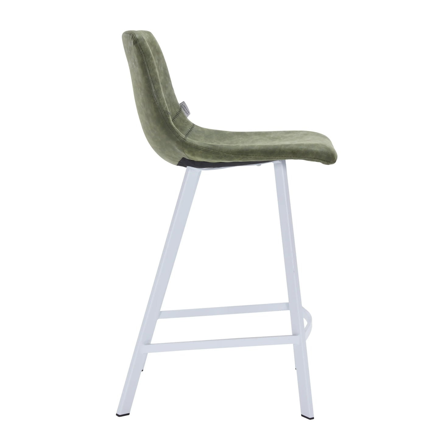 Elland Counter Stool in Leather Padded Seat in White Stainless Steel Set of 2 - Elax Furniture