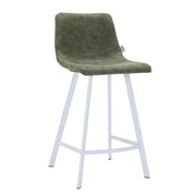 Elland 35” Counter Stool in Leather Padded Seat in White Stainless Steel - Elax Furniture