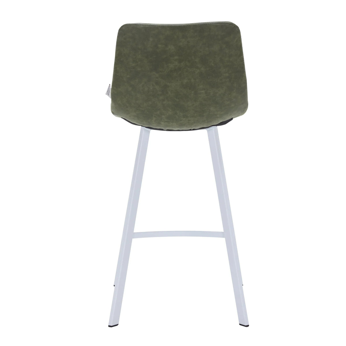 Elland 35” Counter Stool in Leather Padded Seat in White Stainless Steel - Elax Furniture