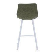 Elland 35” Counter Stool in Leather Padded Seat in White Stainless Steel - Elax Furniture