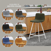 Elland 35” Counter Stool in Leather Padded Seat in White Stainless Steel - Elax Furniture