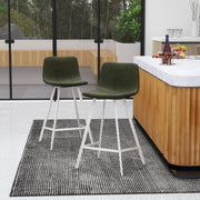 Elland 35” Counter Stool in Leather Padded Seat in White Stainless Steel - Elax Furniture