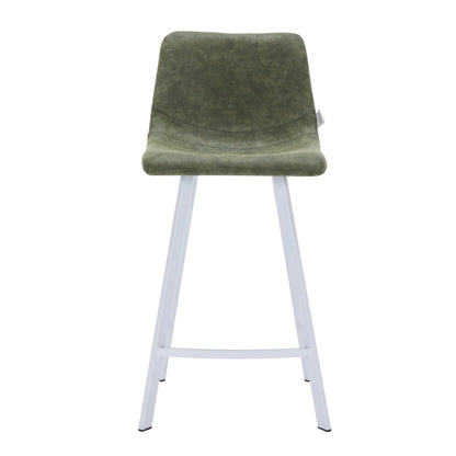 Elland 35” Counter Stool in Leather Padded Seat in White Stainless Steel - Elax Furniture