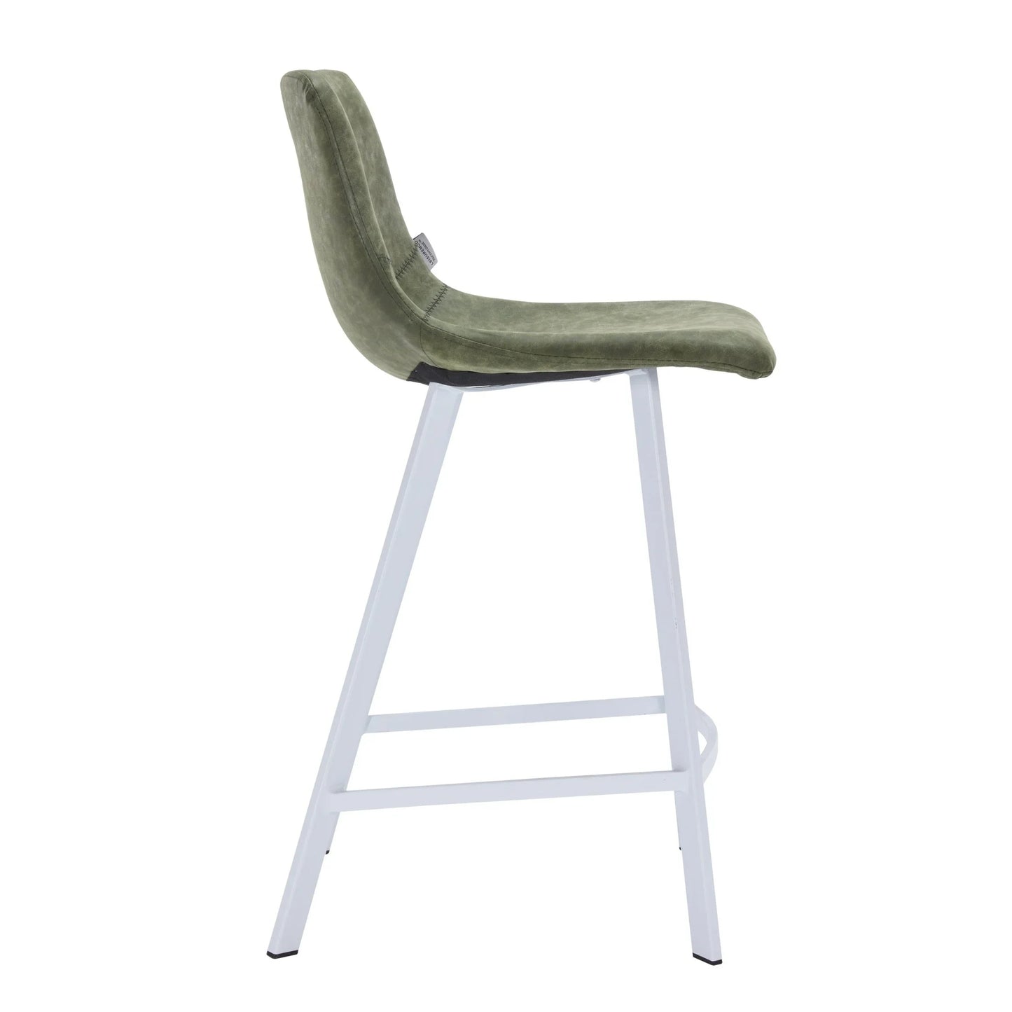 Elland 35” Counter Stool in Leather Padded Seat in White Stainless Steel - Elax Furniture
