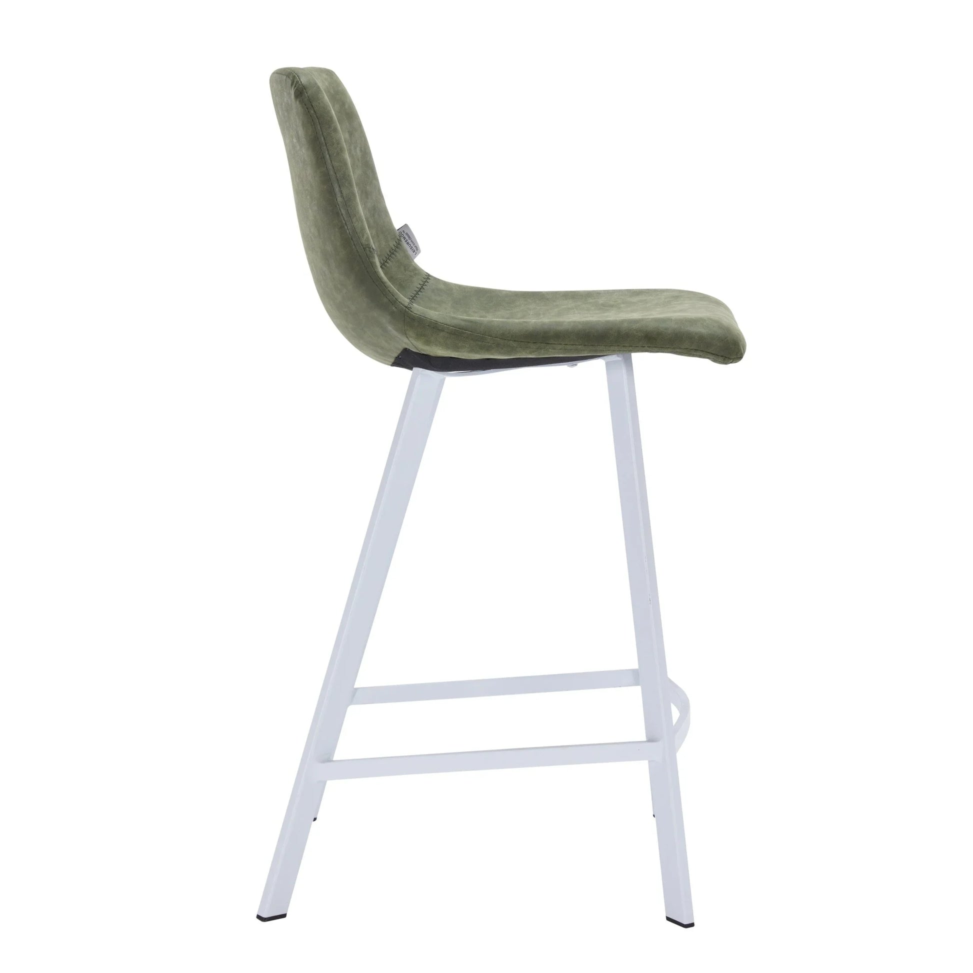 Elland 35” Counter Stool in Leather Padded Seat in White Stainless Steel - Elax Furniture