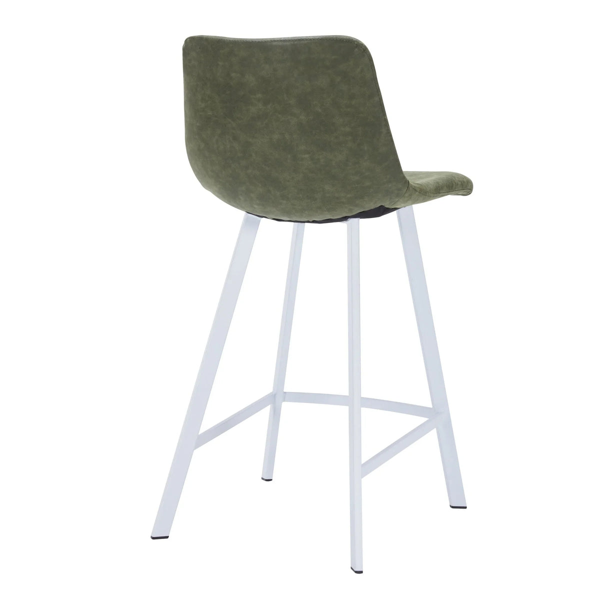 Elland 35” Counter Stool in Leather Padded Seat in White Stainless Steel - Elax Furniture
