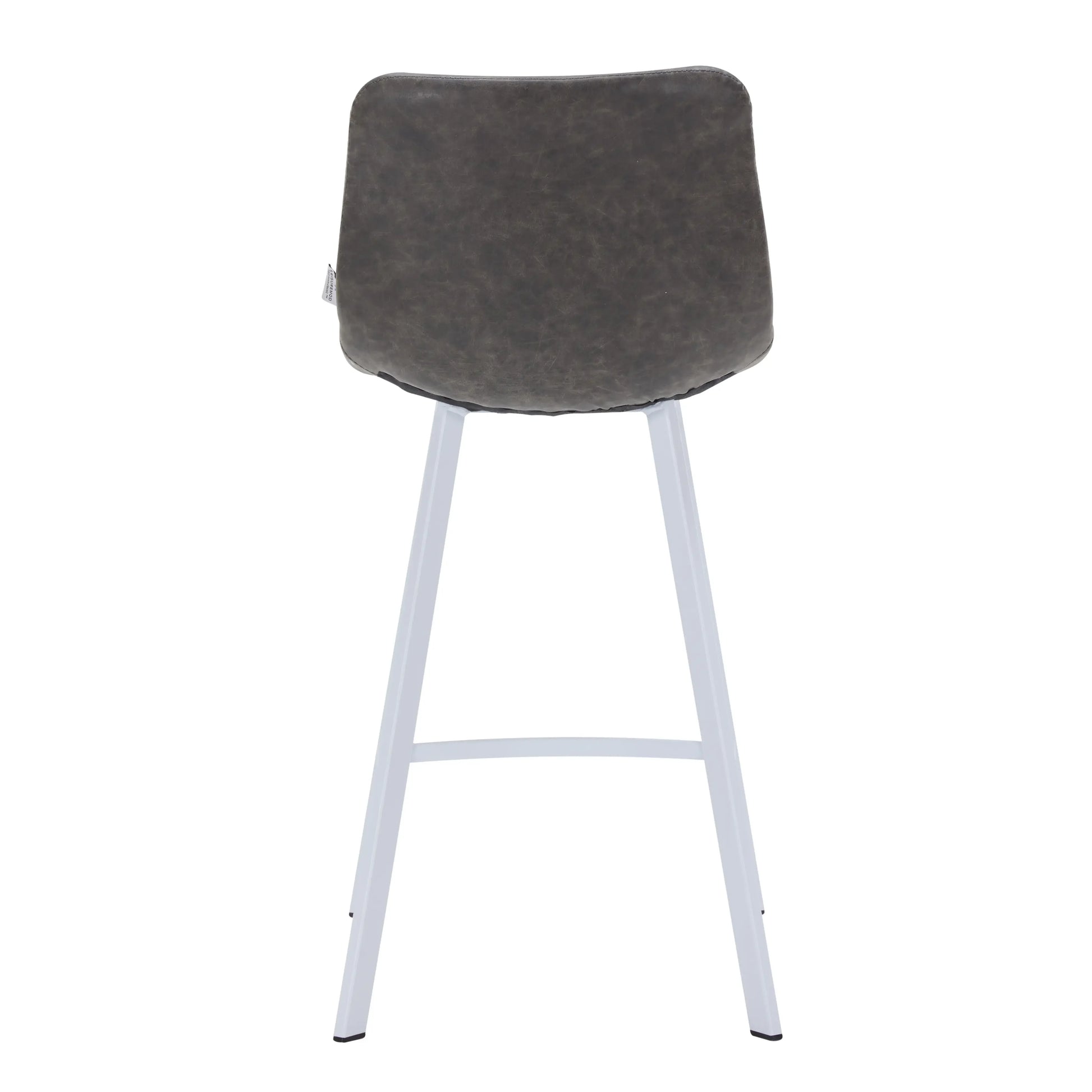 Elland Counter Stool in Leather Padded Seat in White Stainless Steel Set of 2 - Elax Furniture