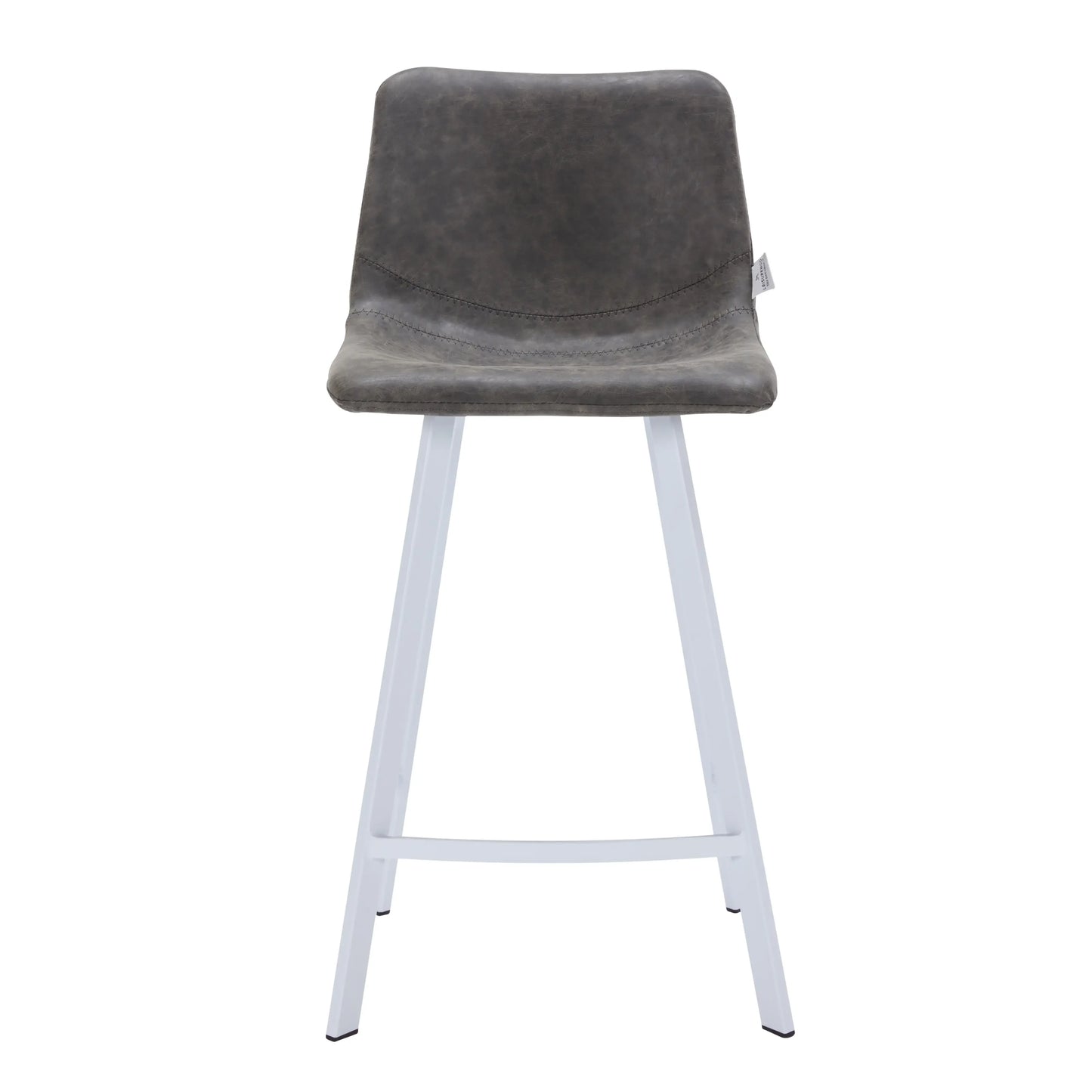 Elland Counter Stool in Leather Padded Seat in White Stainless Steel Set of 2 - Elax Furniture