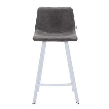 Elland Counter Stool in Leather Padded Seat in White Stainless Steel Set of 2 - Elax Furniture