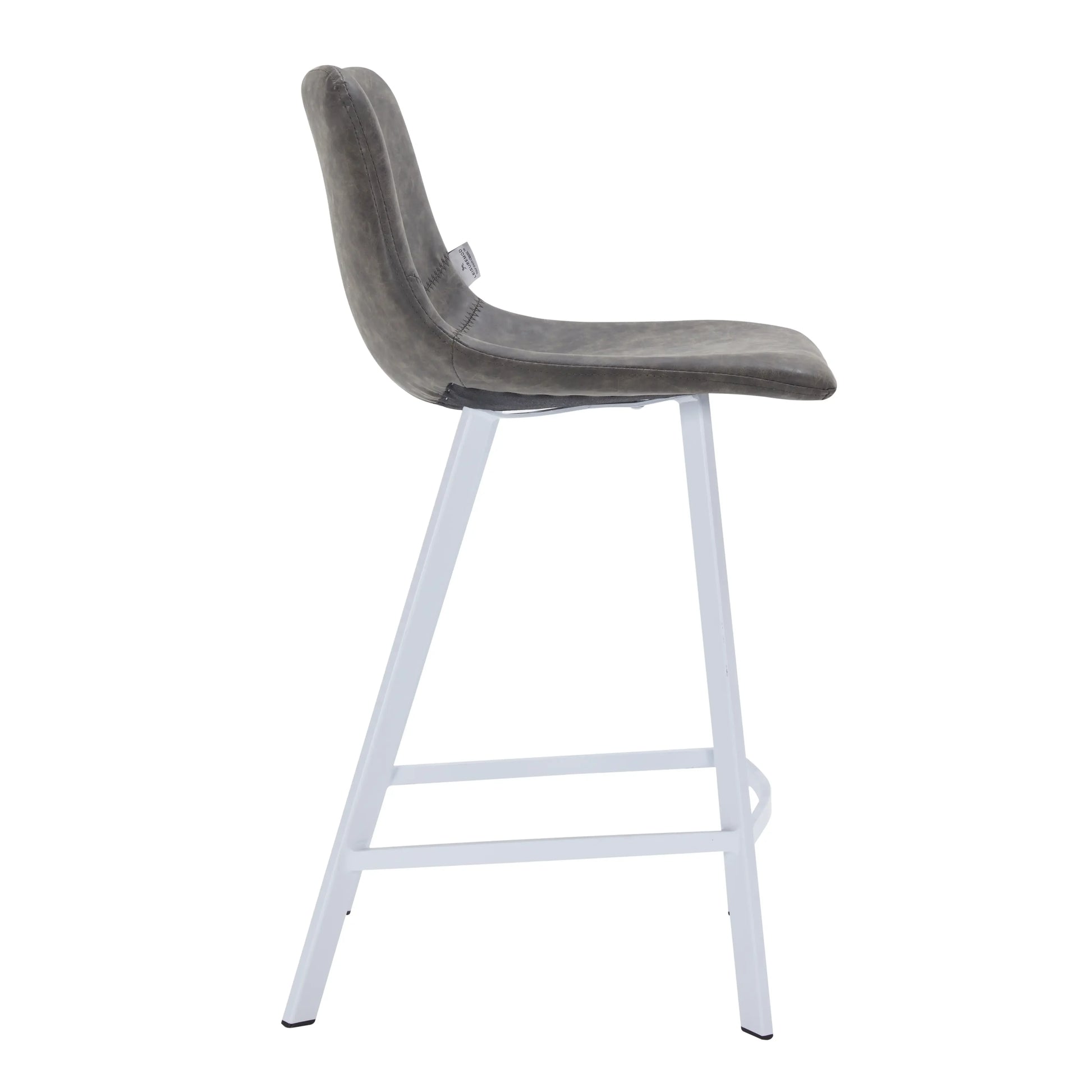 Elland Counter Stool in Leather Padded Seat in White Stainless Steel Set of 2 - Elax Furniture