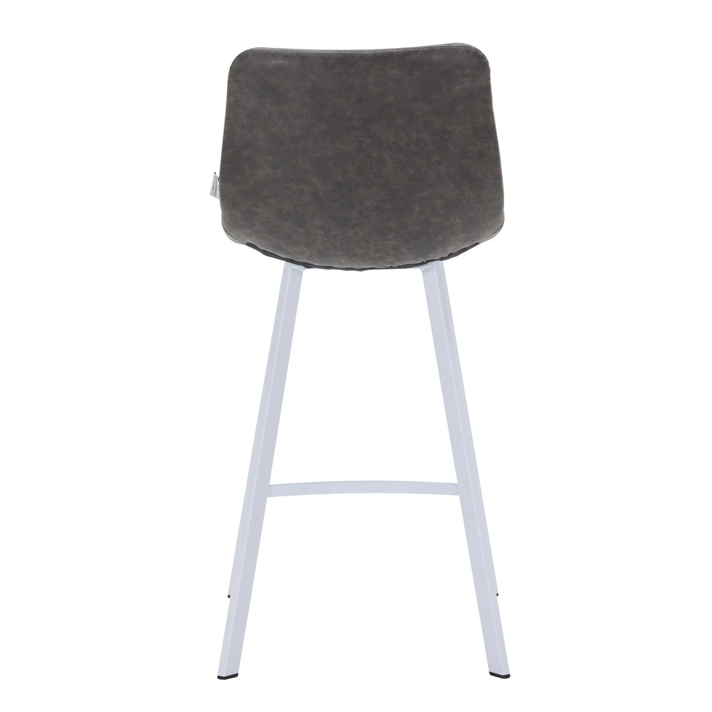 Elland 35” Counter Stool in Leather Padded Seat in White Stainless Steel - Elax Furniture