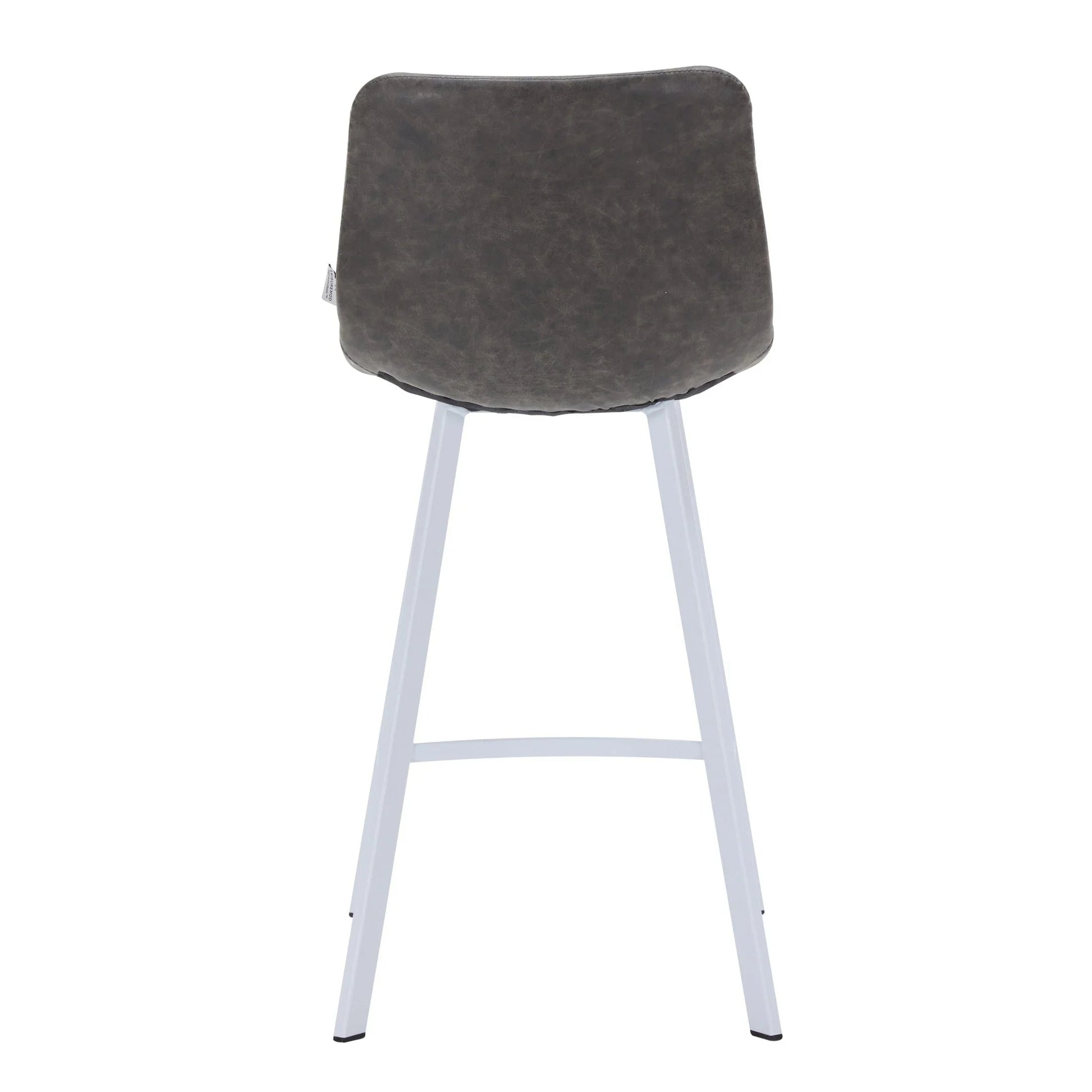 Elland 35” Counter Stool in Leather Padded Seat in White Stainless Steel - Elax Furniture